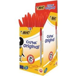 BIC Golyóstoll, 0,32 mm, kupakos, BIC "Cristal Original", piros