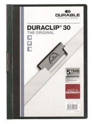 DURABLE Gyorsfűző, klipes, A4, DURABLE "DURACLIP® 30", sötétzöld