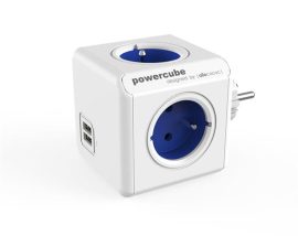 ALLOCACOC Elosztó, 4 aljzat, 2 USB csatlakozó, ALLOCACOC "PowerCube Original USB DE", fehér-kék