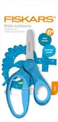 FISKARS Olló, iskolai, 13 cm, FISKARS "Glitter Kids", kék