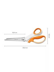 FISKARS Olló, cikkcakk, 24,2 cm, FISKARS "SoftGrip™", fehér/narancssárga