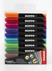 KORES Alkoholos marker, 3-5 mm, kúpos, KORES "K-Marker", 10 különböző szín