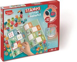 MAPED CREATIV Nyomdázó készlet, foglalkoztató füzettel, MAPED CREATIV "Stamps", betűk és állatok