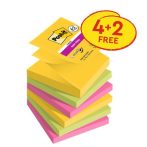   3M POSTIT Öntapadó jegyzettömb, "Z", 76x76 mm, 4+2x90 lap, 3M POSTIT "Carnival", vegyes