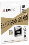   EMTEC Memóriakártya, microSDHC, 16GB, UHS-I/U1, 85/20 MB/s, adapter, EMTEC "Elite Gold"