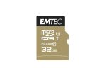   EMTEC Memóriakártya, microSDHC, 32GB, UHS-I/U1, 85/20 MB/s, adapter, EMTEC "Elite Gold"