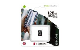 KINGSTON Memóriakártya, microSDXC, 128GB, CL10/UHS-I/U1/V10/A1, KINGSTON "Canvas Select Plus"