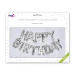   PUKKA PAD Léggömb, 40 cm, PUKKA PAD "Happy Birthday", ezüst