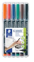 STAEDTLER Alkoholos marker készlet, OHP, 0,4 mm, STAEDTLER "Lumocolor® 313 S", 6 különböző szín