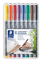 STAEDTLER Alkoholos marker készlet, OHP, 0,6 mm, STAEDTLER "Lumocolor® 318 F", 8 különböző szín