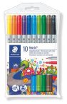   STAEDTLER Filctoll készlet, 1-3 mm, kétvégű, kimosható, STAEDTLER "Noris® 320", 10 különböző szín