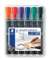 STAEDTLER Alkoholos marker készlet, 2 mm, kúpos, STAEDTLER "Lumocolor® 352", 6 különböző szín