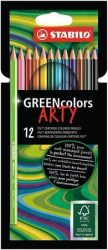 STABILO Színes ceruza készlet, hatszögletű, STABILO "GreenColors ARTY", 12 különböző szín