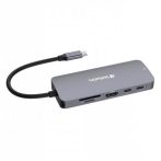   VERBATIM USB elosztó-HUB, 2xUSB-C/1xHDMI/3xUSB-A/RJ45/SD/mSD, VERBATIM