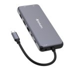   VERBATIM USB elosztó-HUB, USB-C PD/2xHDMI/VGA/LAN/3xUSB/USB-C/2xUSB 2.0/SD/mSD/3,5jack VERBATIM