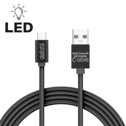 Delight 55442C-BK TÖLTŐ-ÉS ADATKÁBEL USB / USB-C KÁBEL 1 M