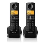   Philips D2602B/53 DECT TELEFON fekete 550mAh 2 kézibeszélő